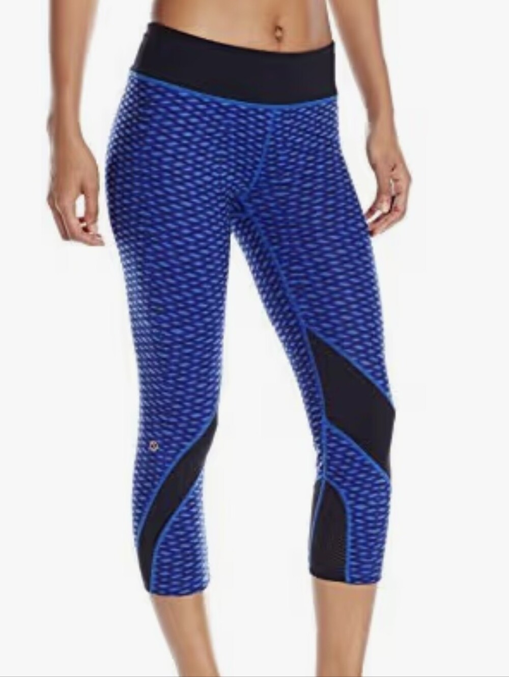 *Shape Activewear Blue Patterned Athletic Capri Leggings Sz L
